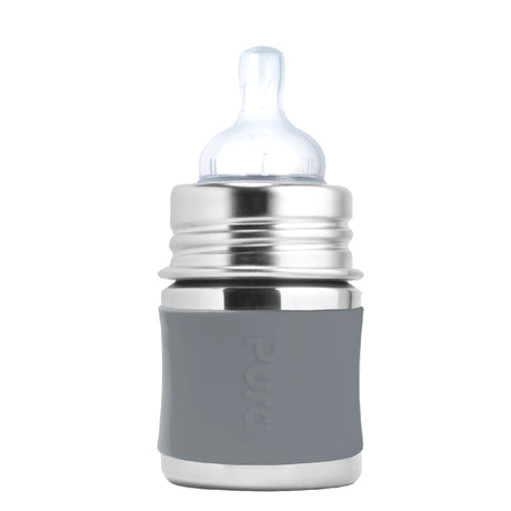 Pura Kiki Edelstahl-Trinkflasche 150 ml mit Weithalssauger – im Design Grau