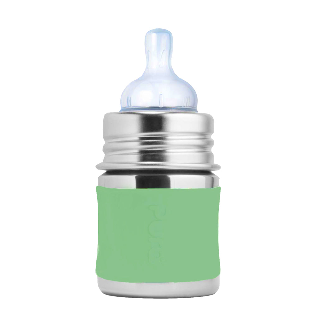 Pura Kiki Edelstahl-Trinkflasche 150 ml mit Weithalssauger – im Design Moos