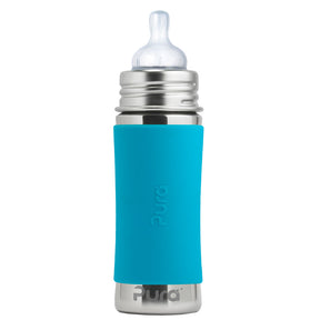 Pura Kiki Edelstahl-Trinkflasche 325 ml mit Weithalssauger – im Design Blau