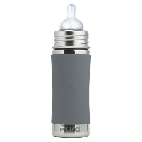 Pura Kiki Edelstahl-Trinkflasche 325 ml mit Weithalssauger – im Design Grau