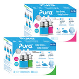 Pura Kiki Geschenkset mit 2 Edelstahl-Trinkflaschen 150 ml und Zubehör – in drei Farbkombinationen (Übersicht)
