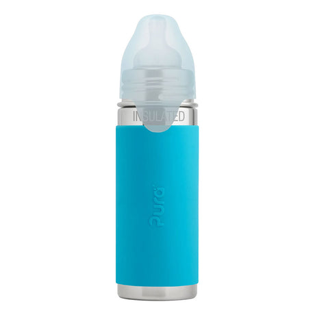 Pura Kiki isolierte Edelstahl-Flasche 250 ml mit Weithalssauger – im Design Blau – Ansicht 2