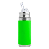 Pura Kiki isolierte Edelstahl-Trinkflasche 260 ml mit Strohhalm-Aufsatz – im Design Grün