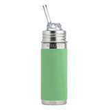 Pura Kiki KIDDO isolierte Edelstahl-Trinkflasche 260 ml mit Strohhalm-Aufsatz – im Design Moos