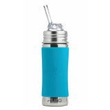 Pura Kiki KIDDO Edelstahl-Trinkflasche 325 ml mit Strohhalm-Aufsatz – im Design Blau