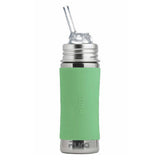Pura Kiki KIDDO Edelstahl-Trinkflasche 325 ml mit Strohhalm-Aufsatz – im Design Moos