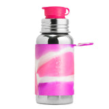 PuraSport Edelstahl-Sportflasche 500 ml mit BigMouth-Aufsatz – im Design Pink Swirls