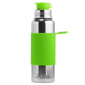 PuraSport Edelstahl-Sportflasche 800 ml mit BigMouth-Aufsatz – im Design Grün