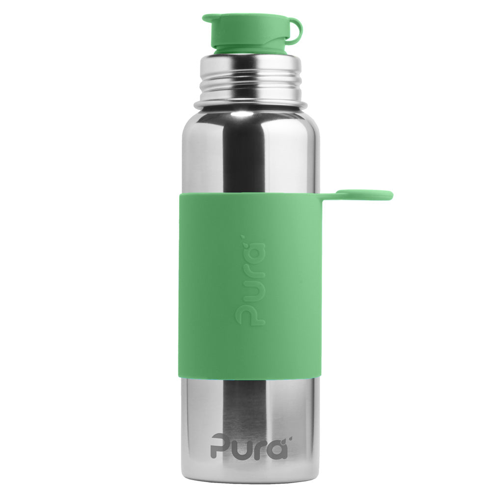 PuraSport Edelstahl-Sportflasche 800 ml mit BigMouth-Aufsatz – im Design Moos
