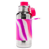 PuraSport isolierte Edelstahl-Sportflasche 475 ml mit BigMouth-Aufsatz – im Design Pink Swirls