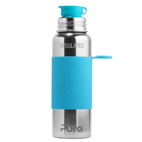 PuraSport isolierte Edelstahl-Sportflasche 600 ml mit BigMouth-Aufsatz – im Design Blau