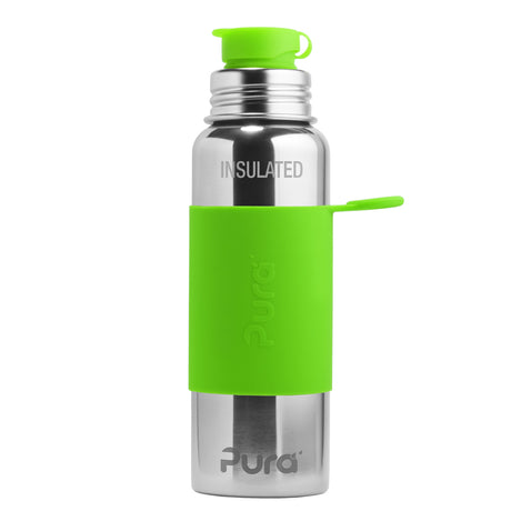 PuraSport isolierte Edelstahl-Sportflasche 600 ml mit BigMouth-Aufsatz – im Design Grün