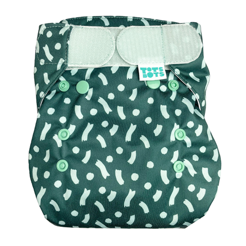 TotsBots Bamboozle Wrap (PeeNut V2.0) Überhose Newborn (2,5–8 kg) im Design Green Confetti