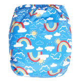 TotsBots Bamboozle Wrap (PeeNut V2.0) Überhose Newborn (2,5–8 kg) im Design Rainbow Skies, Rückseite