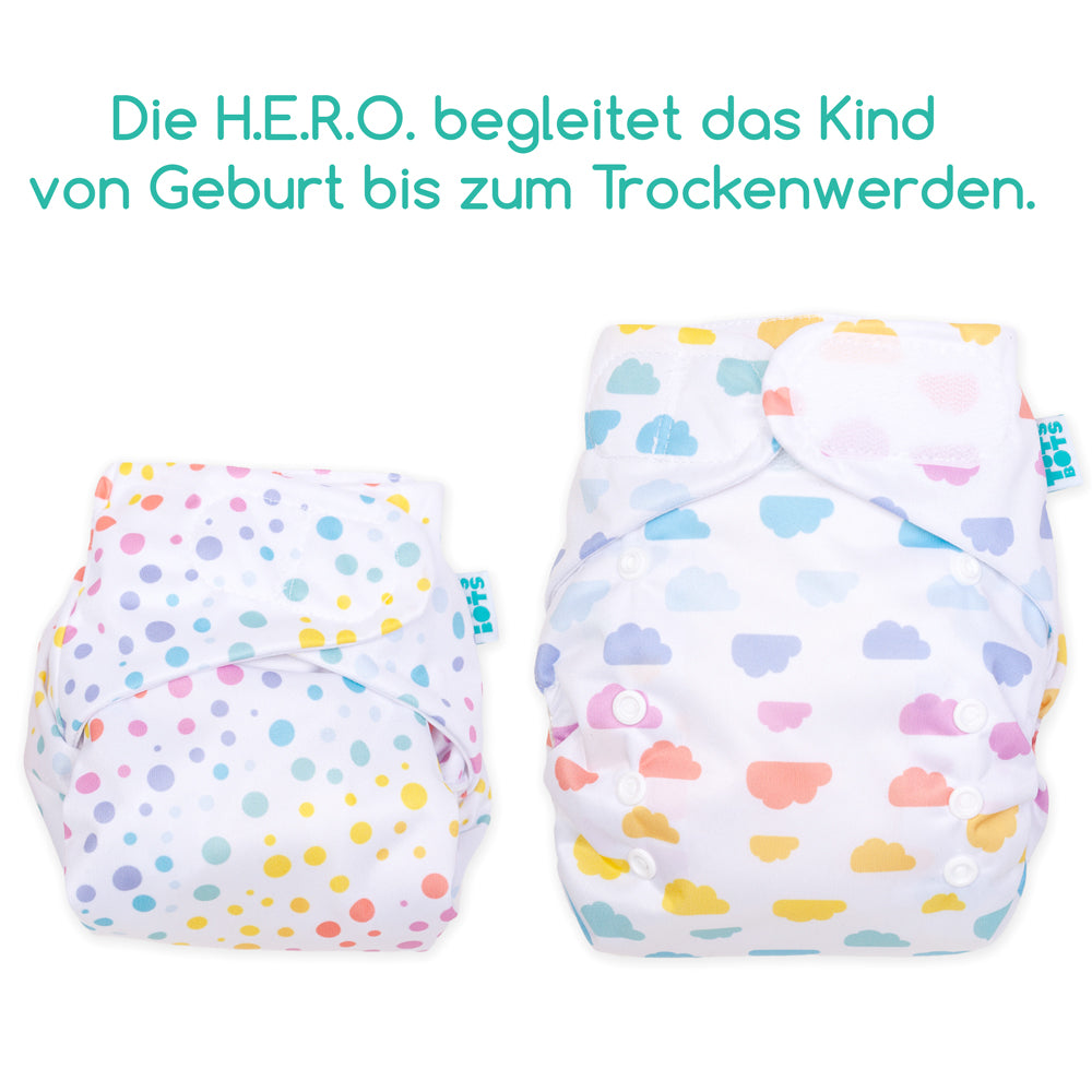 Infografik: Die TotsBots H.E.R.O. begleitet das Kind von der Geburt bis zum Trockenwerden
