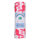 TotsBots Organic Muslin Mullwindel 70 × 70 cm aus 100 % Bio-Baumwolle im Design Bummy Wabbit