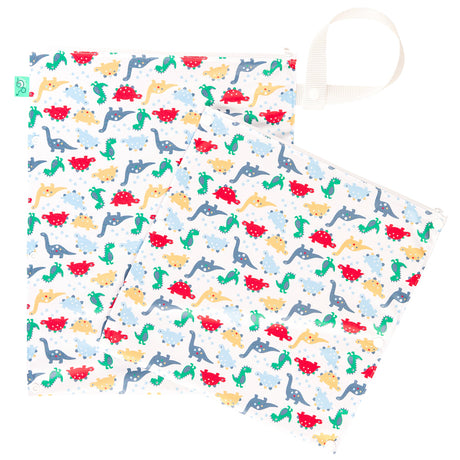 TotsBots doppelter Wetbag mit Trockenfach (Wet & Dry Bag, 38 × 30 cm) im Design Dino March – Ansicht 2