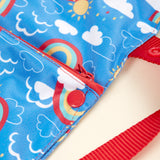 TotsBots doppelter Wetbag mit Trockenfach (Wet & Dry Bag, 38 × 30 cm) im Design Rainbow Skies
