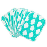 TotsBots Wipes, waschbare Bambus-Feuchttücher (Waschlappen) 17 × 13 cm, 10 Stück im Design Fluffy Clouds