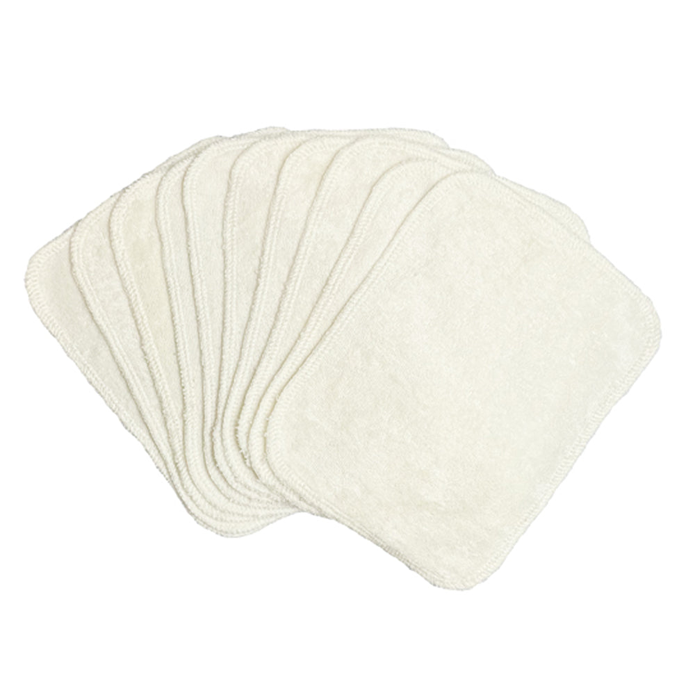 TotsBots Wipes, waschbare Bambus-Feuchttücher (Waschlappen) 17 × 13 cm, 10 Stück in Natur (ungefärbt)