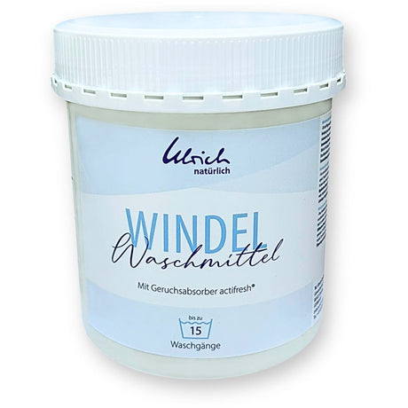 Ulrich natürlich Windelwaschmittel 700 g Dose von vorn, Waschpulver mit Geruchsabsorber für Stoffwindeln
