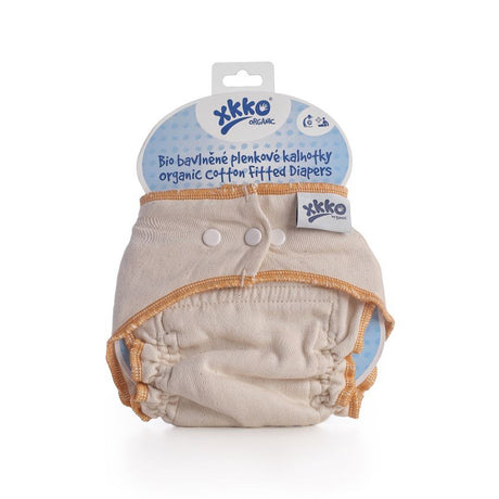 XKKO Organic Höschenwindel Größe S (4–6,5 kg) mit orangem Saum in der Verpackung