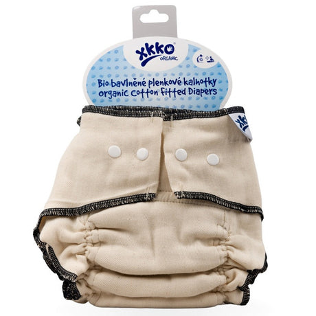 XKKO Höschenwindel Größe XXL (15–19,5 kg) mit schwarzem Saum und Druckknöpfen, verpackt