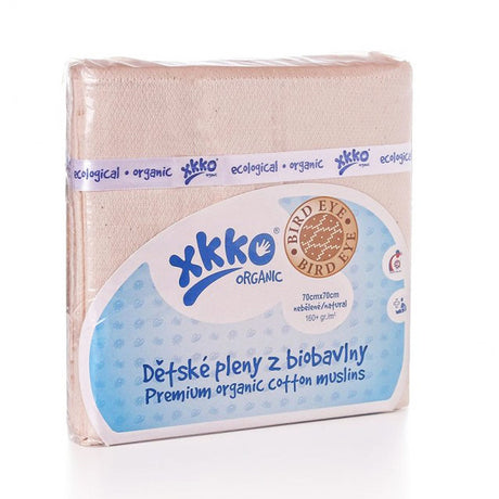 XKKO Birdseye-Mullwindeln 70 x 70 cm aus Bio-Baumwolle, Fünferpack in Natur in der Verpackung