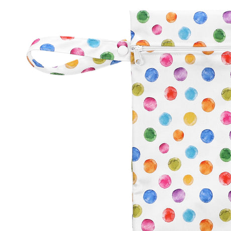 XKKO Wetbag M im Design Aquarell Tupfen mit geöffneter Druckknopf-Schlaufe zum Aufhängen