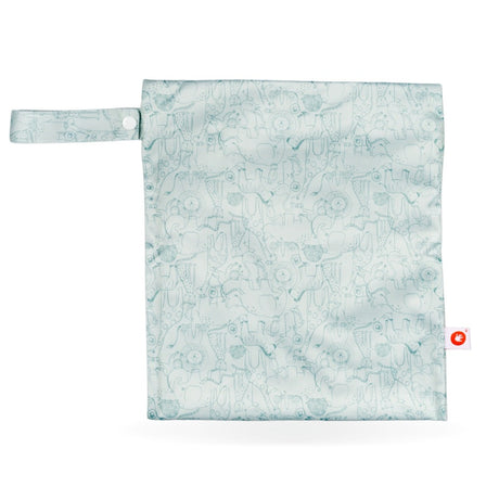 Kleine XKKO Nasstasche Größe S im Design Safari Granite Green mit Reißverschluss und Druckknopf-Schlaufe