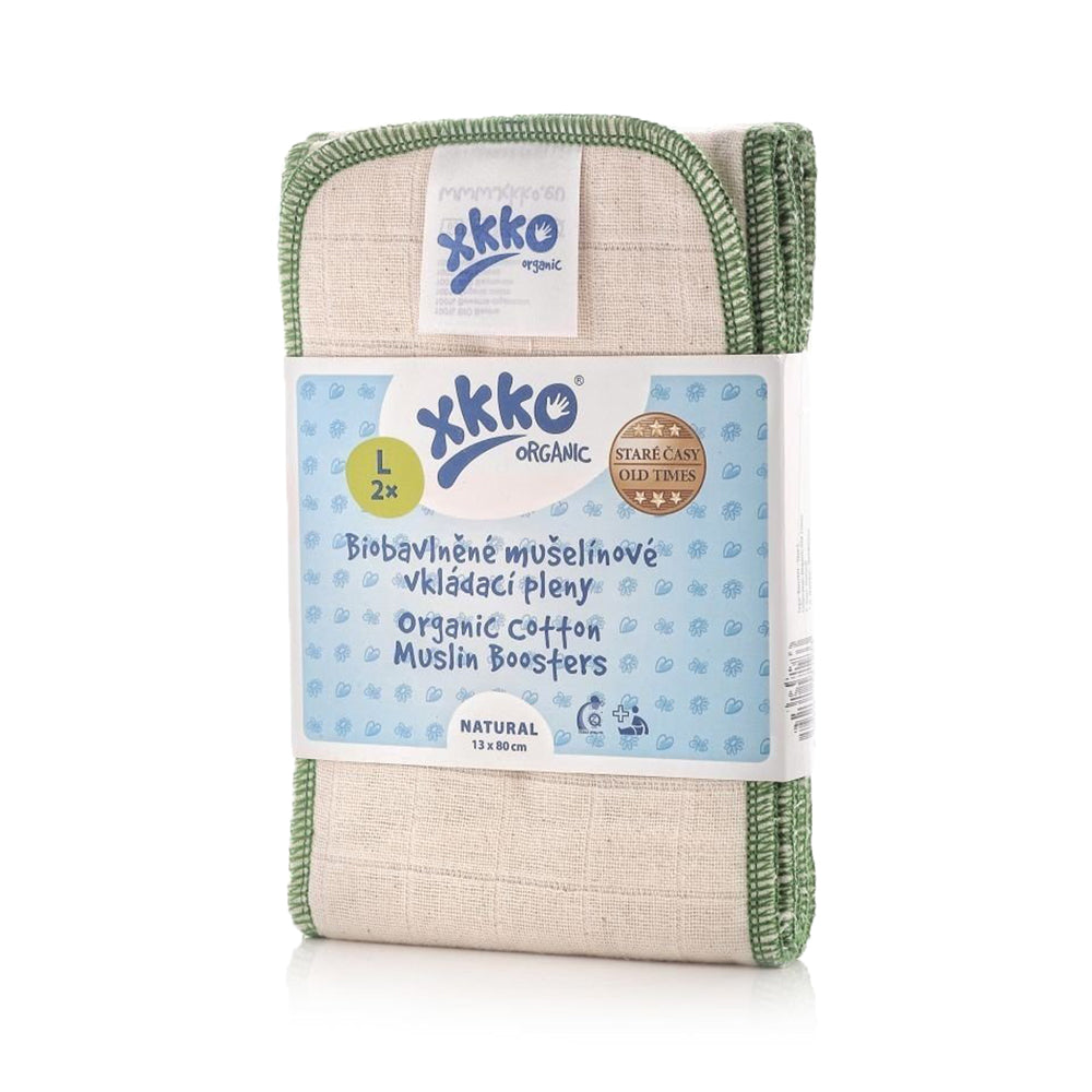 XKKO Saugeinlagen Large 13 x 80 cm, zwei Stück aus Bio-Baumwolle verpackt