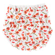 XKKO waschbare Schwimmwindel One Size (4–15 kg) im Design Red Poppies (Rote Mohnblumen) von vorn mit Druckknöpfen