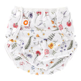 XKKO waschbare Schwimmwindel One Size (4–15 kg) im Design Summer Meadow (Sommerwiese) von vorn mit Druckknöpfen