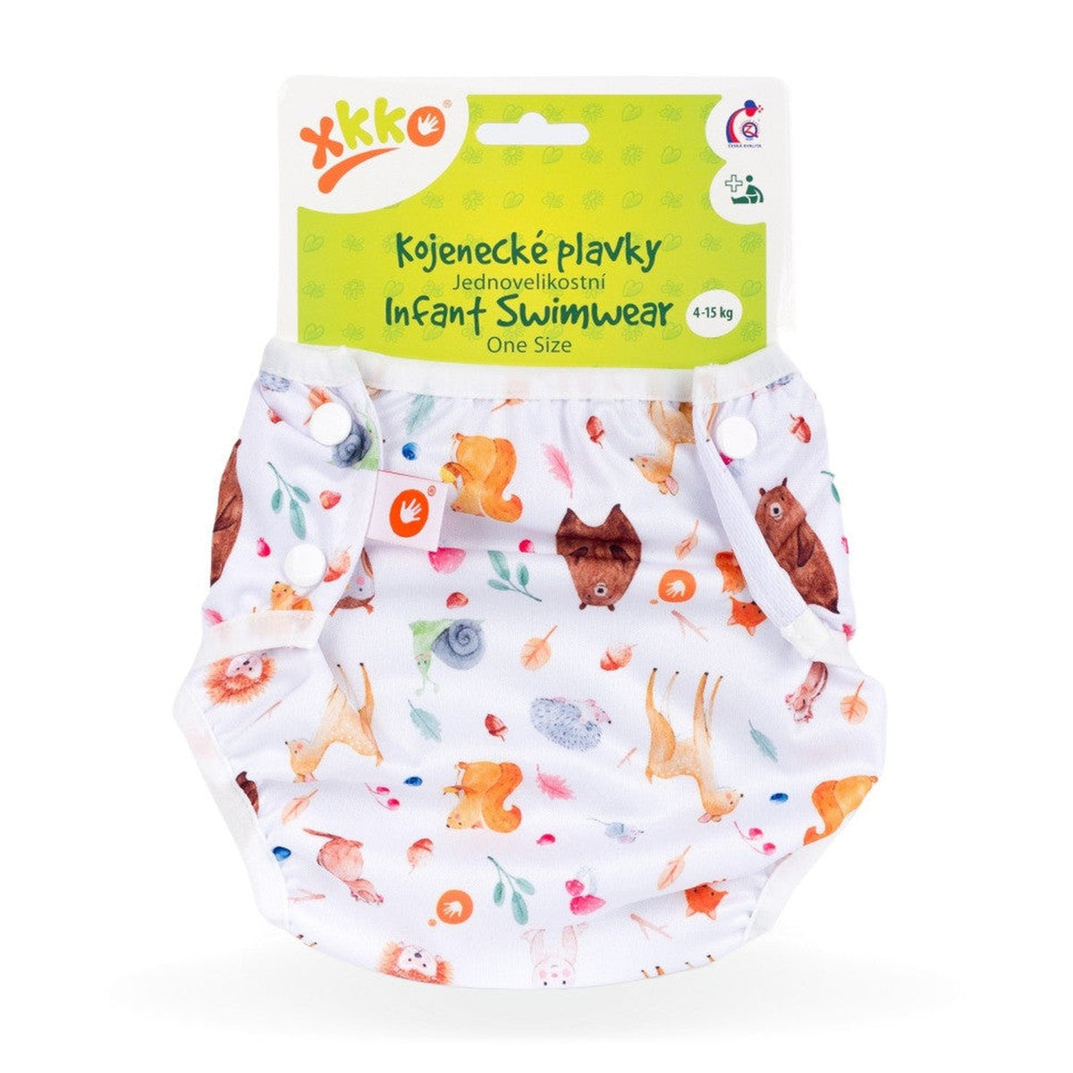 XKKO waschbare Schwimmwindel One Size (4–15 kg) im Design Wild Forest (Wilder Wald) in der Originalverpackung