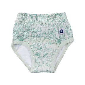XKKO Trainingsunterhose aus 100 % Bio-Baumwolle im Design Safari Granite Green von vorn, mit Saugkern im Schritt