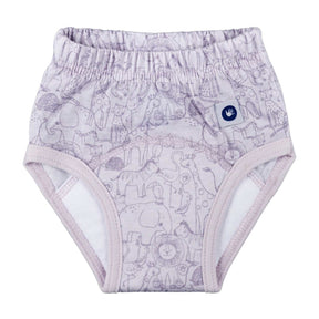XKKO Trainingsunterhose aus 100 % Bio-Baumwolle im Design Safari Lavender Aura von vorn, mit Saugkern im Schritt