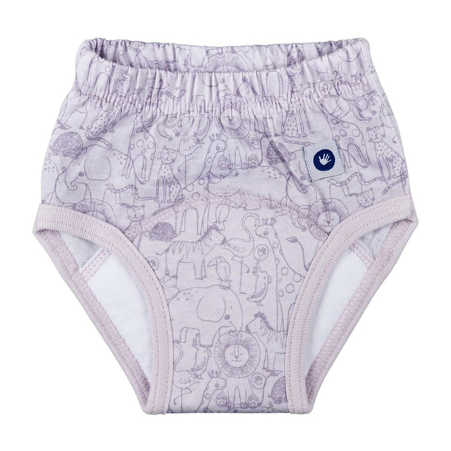 XKKO Trainingsunterhose aus 100 % Bio-Baumwolle im Design Safari Lavender Aura von vorn, mit Saugkern im Schritt