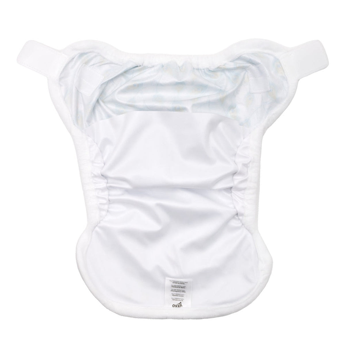 Innenansicht der XKKO Überhose Newborn: wasserdichtes weißes PUL und doppelte Beinbündchen, Design Sommerwiese