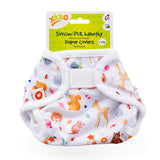 XKKO PUL-Überhose Newborn (2–6 kg) im Design Wilder Wald (Wild Forest) von vorn, mit Druckknöpfen und doppelten Beinbündchen