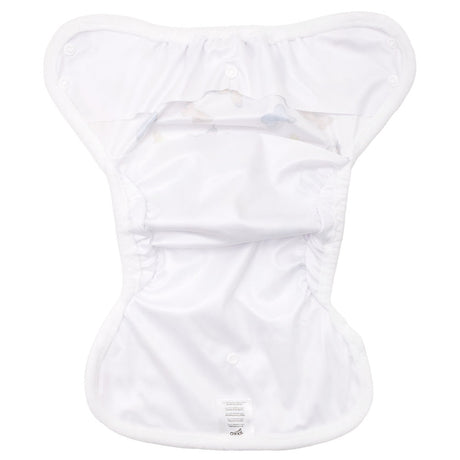 Innenansicht der XKKO Überhose One Size: wasserdichtes weißes PUL und doppelte Beinbündchen, Design Safari Mountain Spring