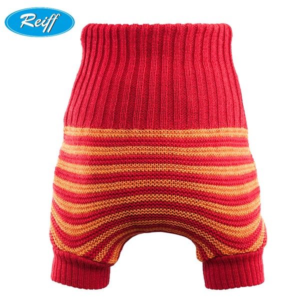 Reiff - doppeltgestrickte Wollüberhose - Rot & Orange (gestreift)