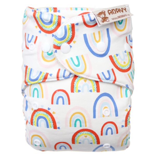 Anavy - Wollüberhose One Size (6-16 kg) - Rainbow (White) - aus Bio-Merinowolle