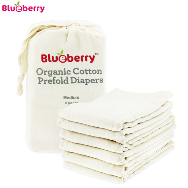Blueberry Prefolds - 100% Bio-Baumwolle (6 Stück) - versch. Größen