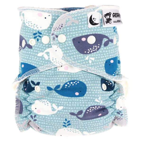 Anavy - Höschenwindel (XL-Nachtwindel) 7-18 kg - (ohne Einlagen) - Baby Whales (Jade)