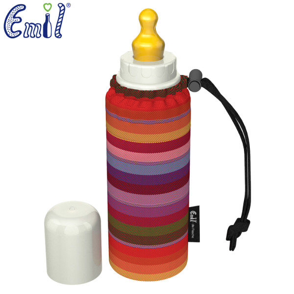 Emil - Babyflasche (250ml) - Set - Streifen (Bio-Baumwoll-Überzug)