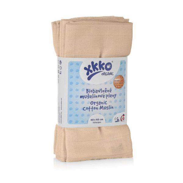 XKKO - Organic Mullwindeln - 100% Bio-Baumwolle (Alte Zeiten) 40x40cm - 10 Stück