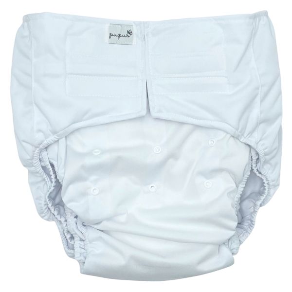 Pupus - Wiederverwendbare Stoffwindel für Erwachsene (mit Saugeinlage) - Weiß