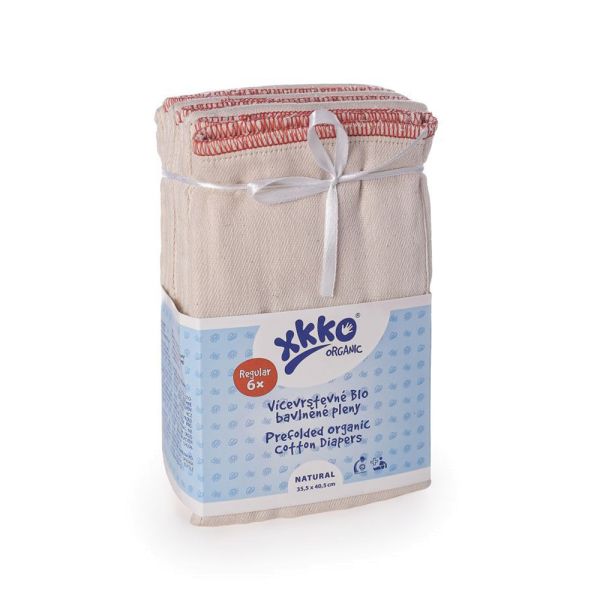 Xkko Prefolds 100% Bio-Baumwolle 6 Stück Medium 35,5x40,5 cm (5-11 kg)