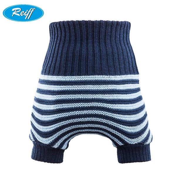 Reiff doppeltgestrickte Wollüberhose - Blau gestreift