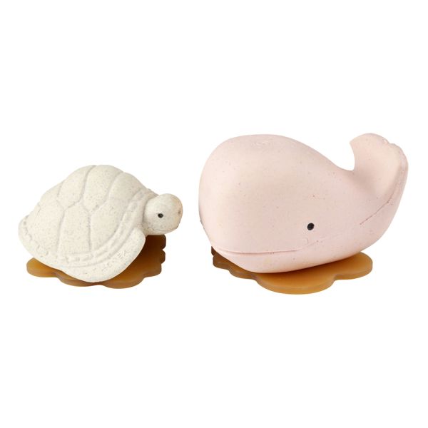 Hevea - Wal & Schildkröte (100% Upcycling-Naturkautschuk) - Geschenkset, Wasserspielzeug